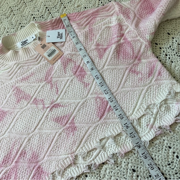 Tiger Mist NWT Tie Dye Distressed Hem Crop Jumper Sweater White Pink (Small) - Picture 7 of 8